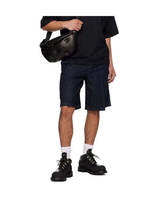 Jil Sander Blue Pleat Detailed Shorts for men