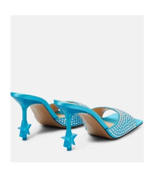 Mach & Mach Blue Star Crystal-Embellished Satin Sandals