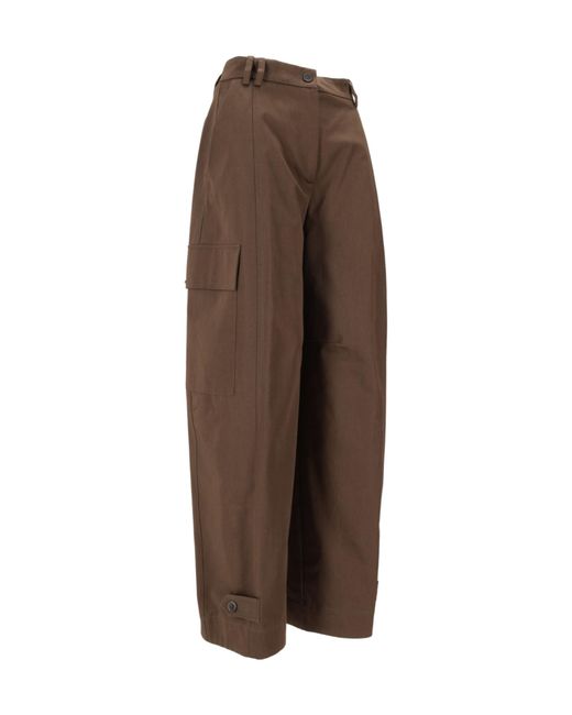 P.A.R.O.S.H. Brown Cargo Button Trousers