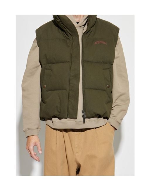 DSquared² Green Quilted Zipped Gilet for men
