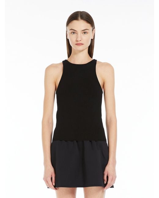 Max Mara Black Crewneck Sleeveless Top