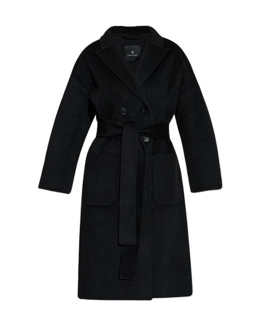 Anine Bing Black V-Neck Double-Breasted Coat