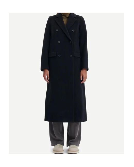 Samsøe & Samsøe Black Falcon Double-Breasted Coat
