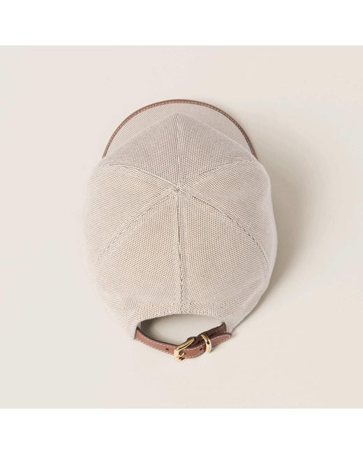 Miu Miu White Logo-Patch Curved Peak Baseball Hat