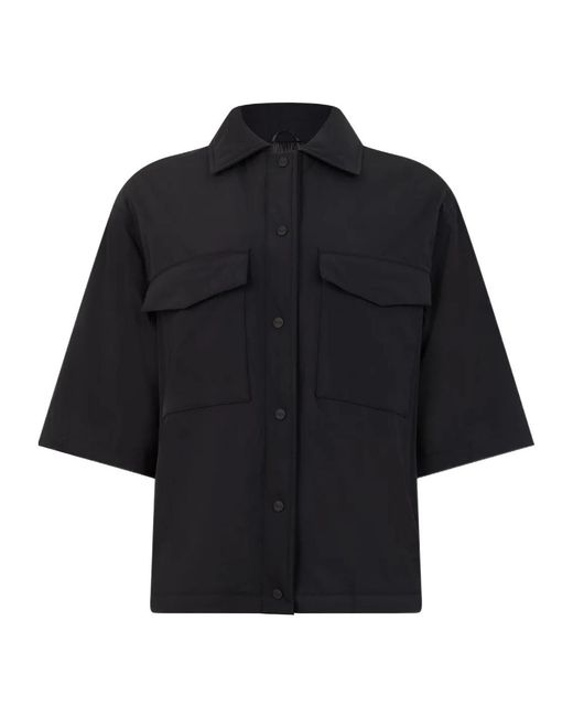 Herno Blue Boxy Three-Quarter Sleeve Buttoned Jacket