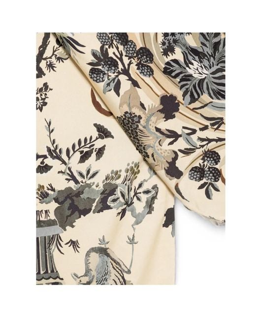 Etro Natural Leopard-Print Floral-Print Scarf