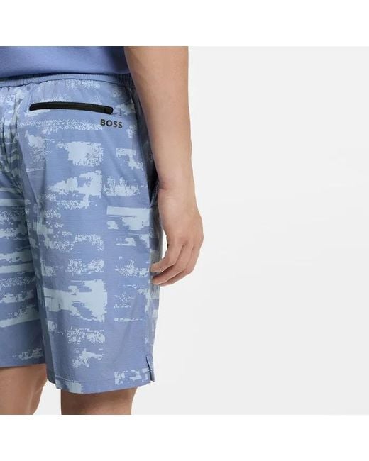 Boss Blue Abstract-Print Shorts for men