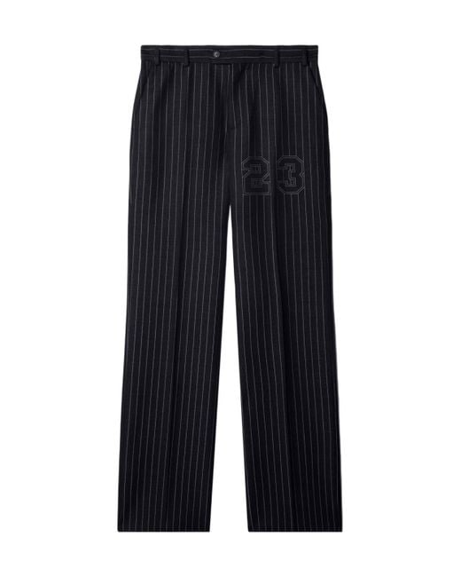 Off-White c/o Virgil Abloh Blue Pinstriped Straight Leg Pants for men