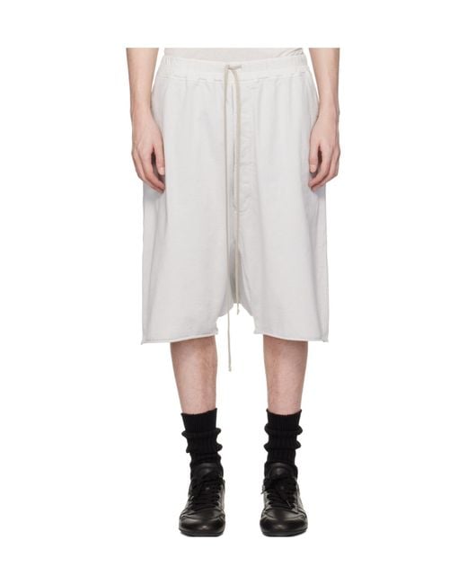 Rick Owens Gray Temple Drawstring Shorts for men