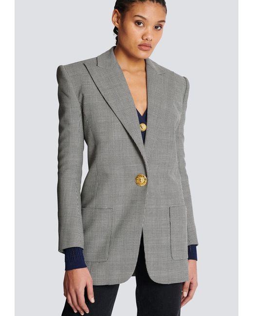 Balmain Gray 1-Button Jacket