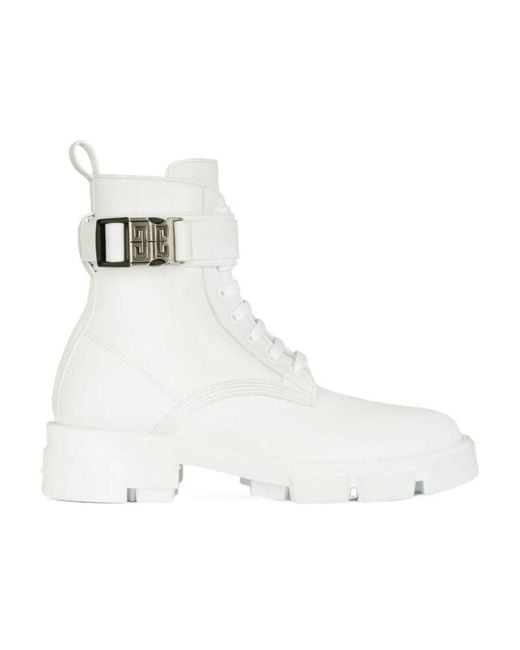 Givenchy White Lace-Up Ankle Boots