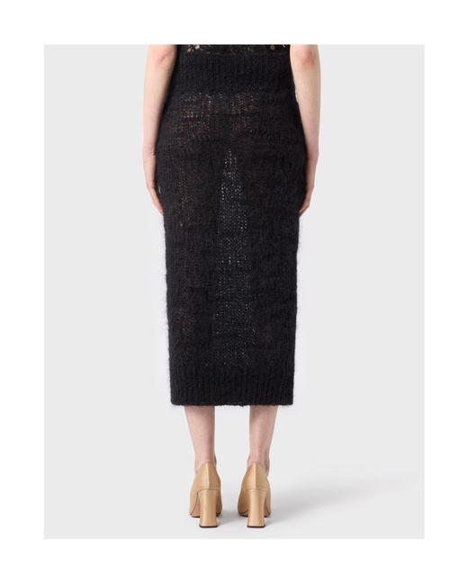 Blumarine Black Brushed Knitted Maxi Skirt