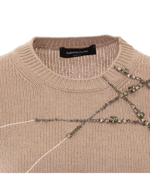 Fabiana Filippi Natural Embellished Knitted Top