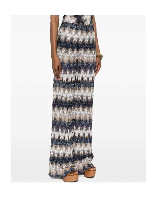 Missoni White Zig Zag-Pattern Trousers