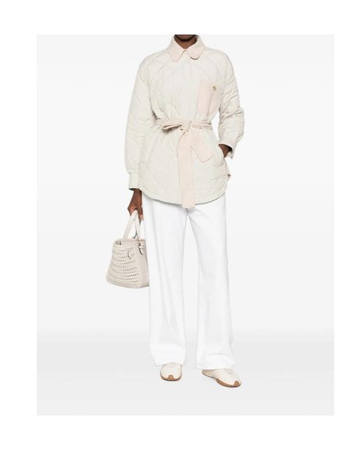 Fabiana Filippi White Quilted Belted Casual Jacket