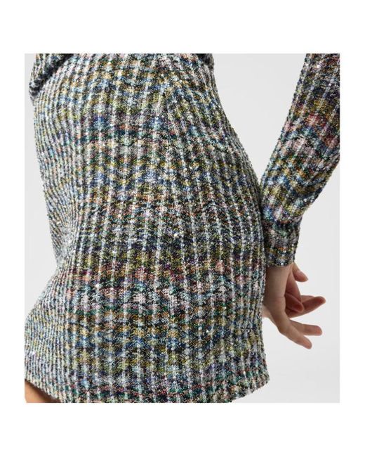 Missoni Gray Chevron Viscose-Blend Mini Skirt With Sequins