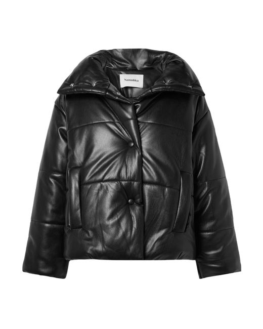 Nanushka Black Hide High-Neck Puffer Jacket