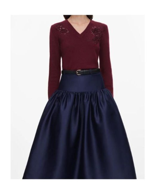 Self-Portrait Purple Burgundy Flower Wool Jumper