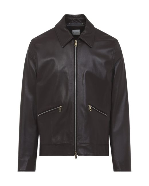 Paul Smith Black Zip-Up Leather Jacket for men