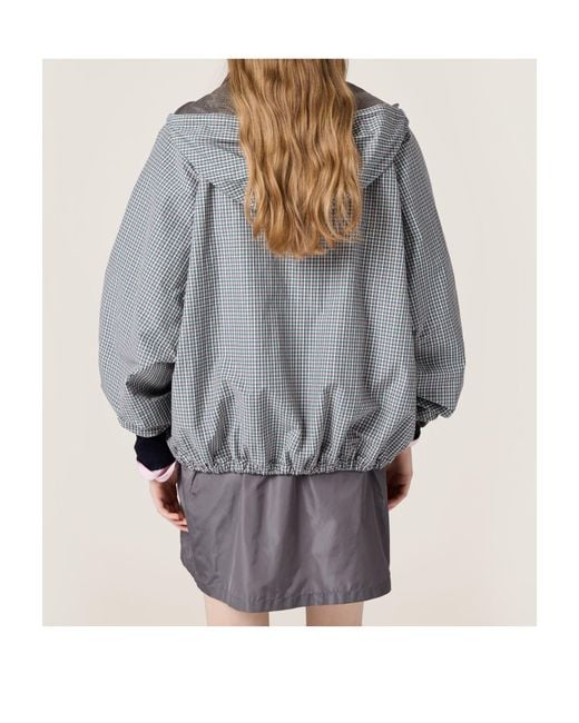 Miu Miu Gray Checked Drawstring Jacket