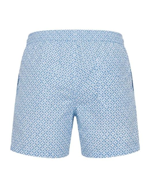 Fedeli Blue Drawstring Swim Shorts for men