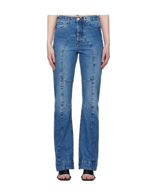 Edward Cuming Blue Patchwork Denim Pants for men