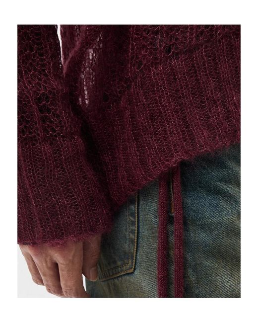 Ann Demeulemeester Red Open-Knit Levar Sweater for men