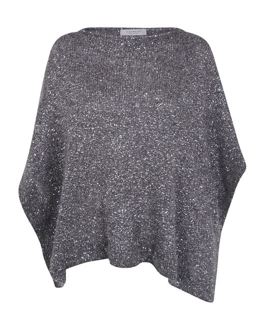 D.exterior Gray Crystal-Embellished Knit Top