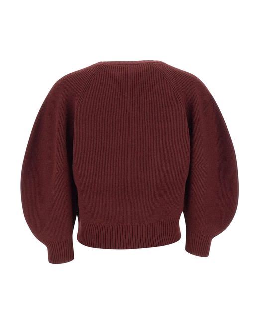 Kaos Red Balloon-Sleeve Knitted Sweater