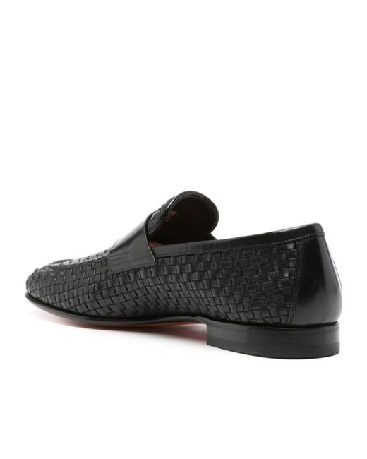 Santoni Black Gwendal Loafers for men
