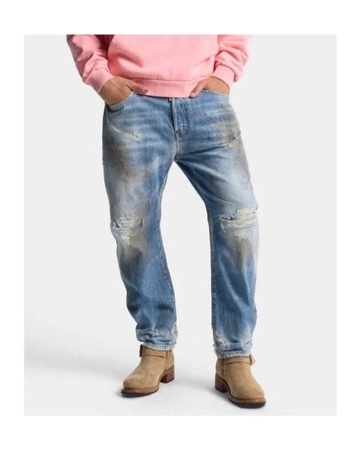DSquared² Blue Light Dirty Wash Bro Distressed Jeans for men