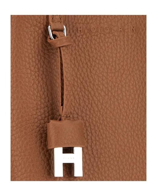 Hogan Brown Grained Mini Shoulder Bag