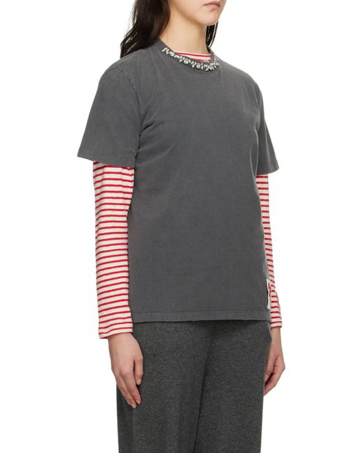 Golden Goose Deluxe Brand Gray Embellished Crewneck Short-Sleeved T-Shirt