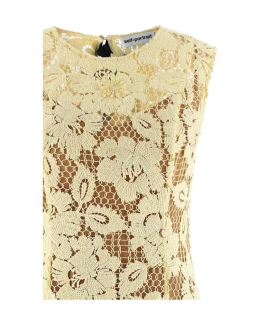 Self-Portrait Natural Crochet Lace Midi Dress