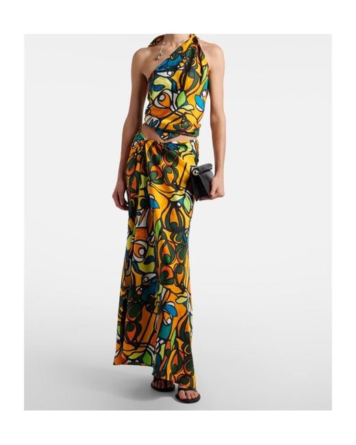 Christopher Esber Multicolor Printed Draped Silk Maxi Dress