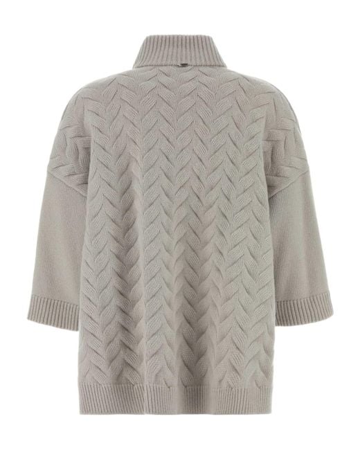 Herno Gray Chevron Zipped Knitted Jacket