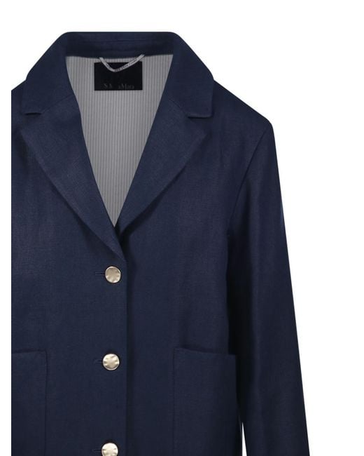 Max Mara Blue 'S Carlotta Single-Breasted Jacket