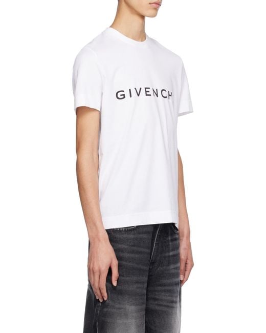 Givenchy White Logo Printed Crewneck T-Shirt for men