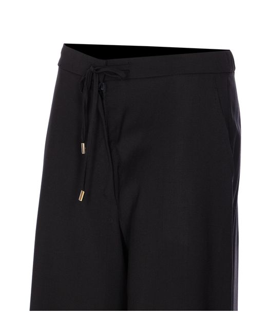 Max Mara Black Zip-Fastening Coulisse Trousers