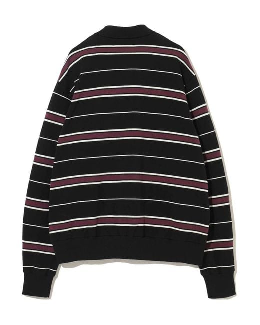 Undercover Black Striped Long Sleeve Polo Shirt for men