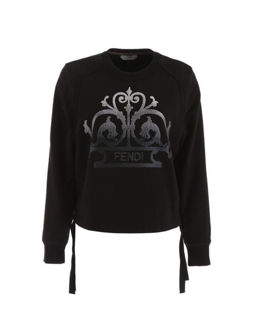 Fendi Women's Black Logo Embroidered Sweater