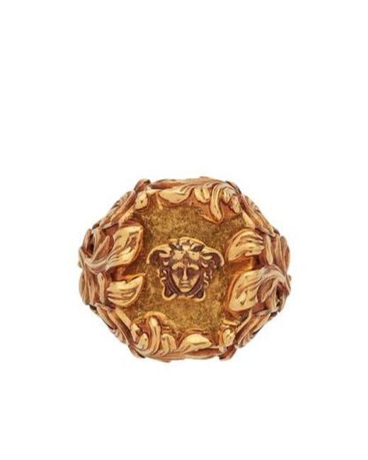 Versace Metallic Medusa Head Motif Ring for men
