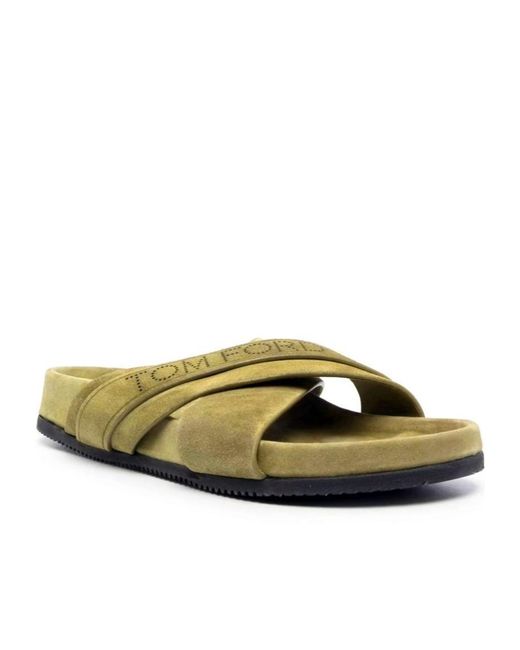 Tom Ford Green Crossover-Strap Sandals for men