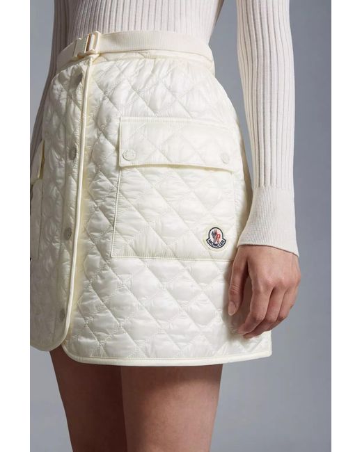 Moncler White Logo-Patch Quilted Miniskirt