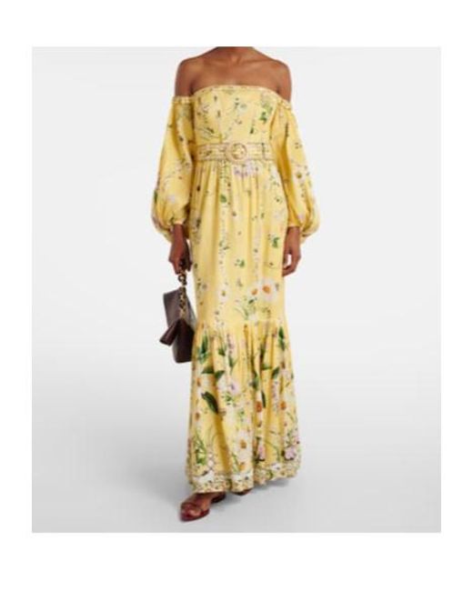 Camilla Metallic Floral Linen And Silk Corset Dress