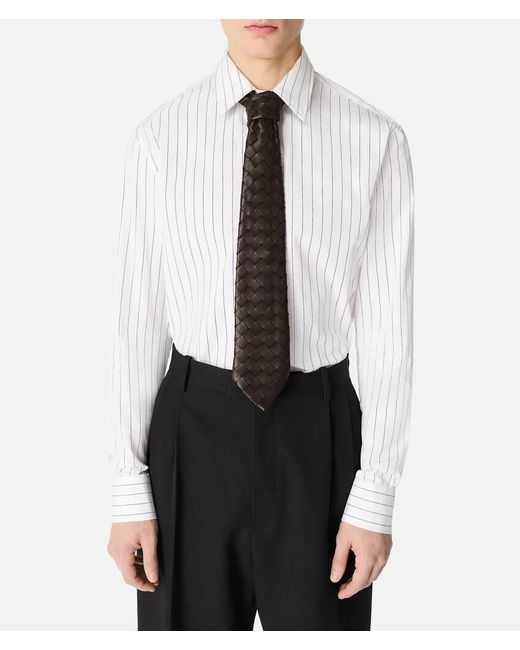 Bottega Veneta Black Intrecciato Pointed-Tip Tie for men