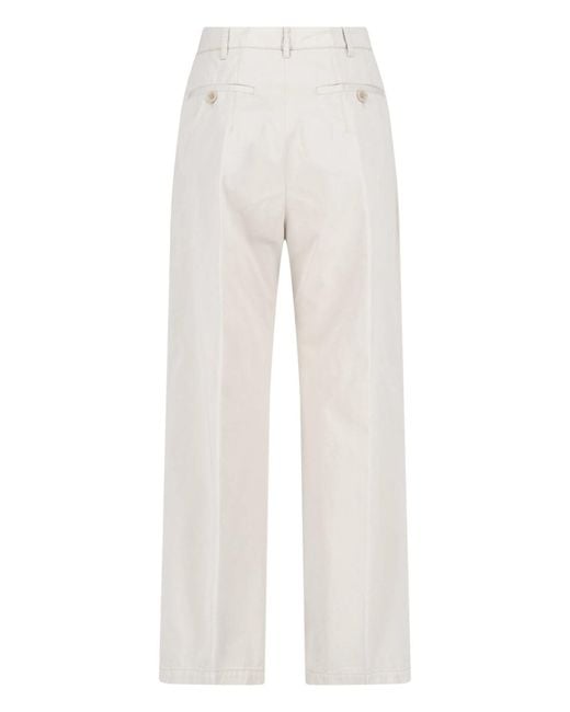 Aspesi White Pleated Straight-Leg Pants