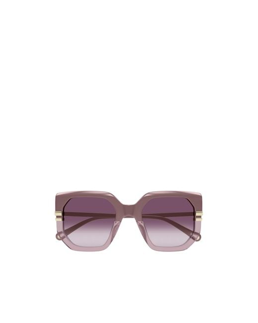 Chloé Purple Chloé Eyewear Oversized Square Frame Sunglasses
