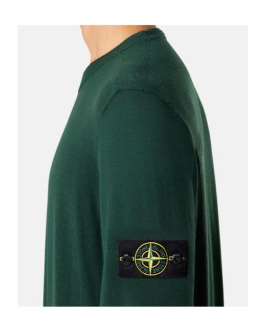 Stone Island Green Logo Patch Crewneck Jumper for men