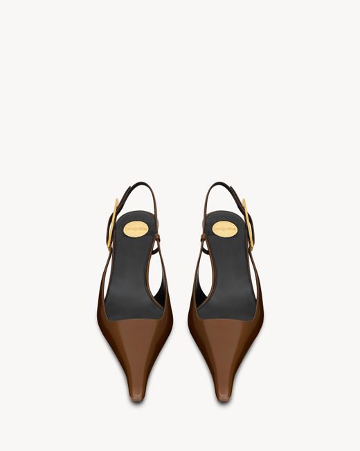 Saint Laurent Brown Lee Slingback Pumps